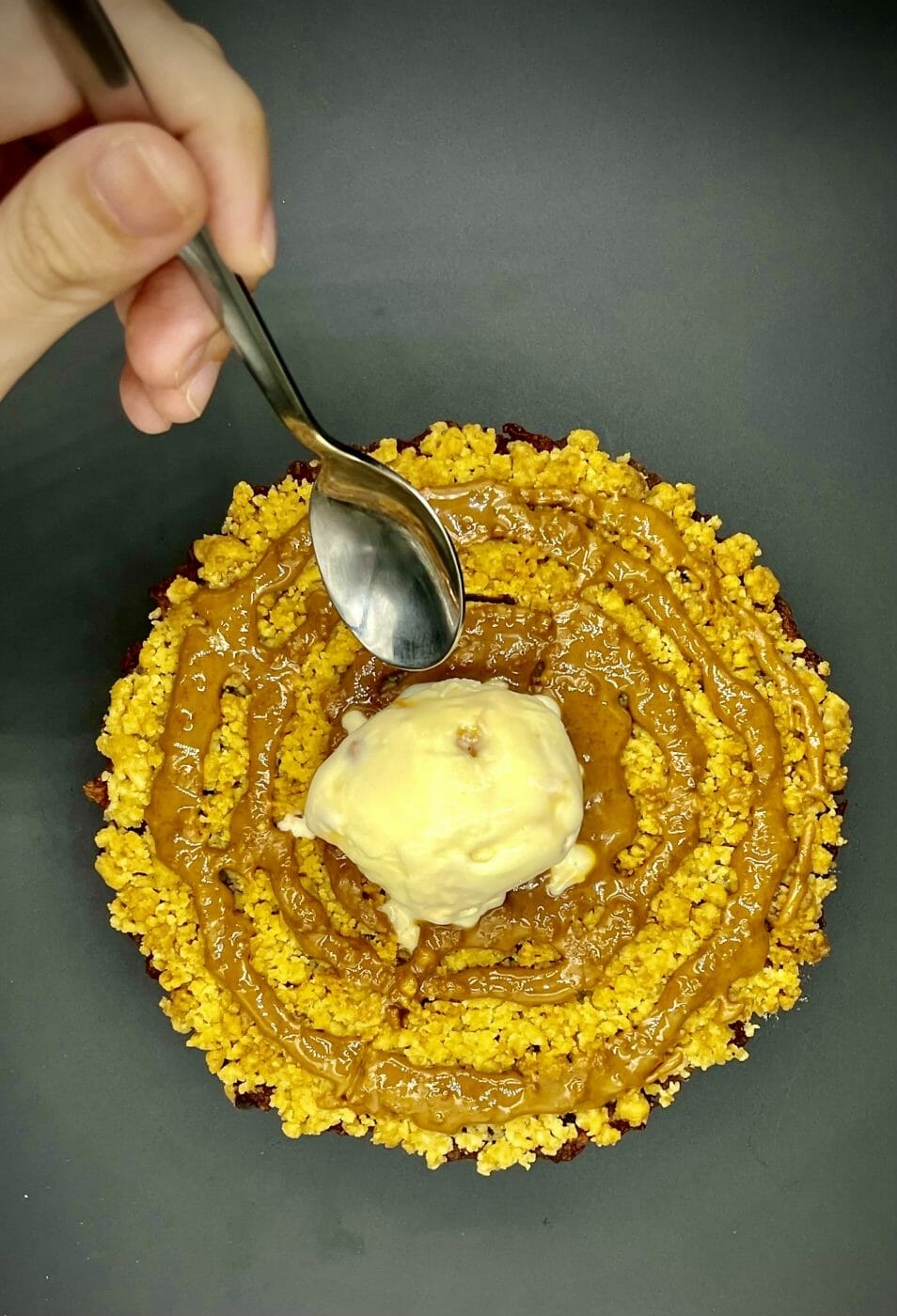 biscoff apple crumble vanilla ice cream